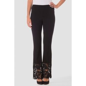 Joseph‎ Ribkoff Black Floral Lace Bottom Bootcut Pants Size 22 Plus Knit Stretch